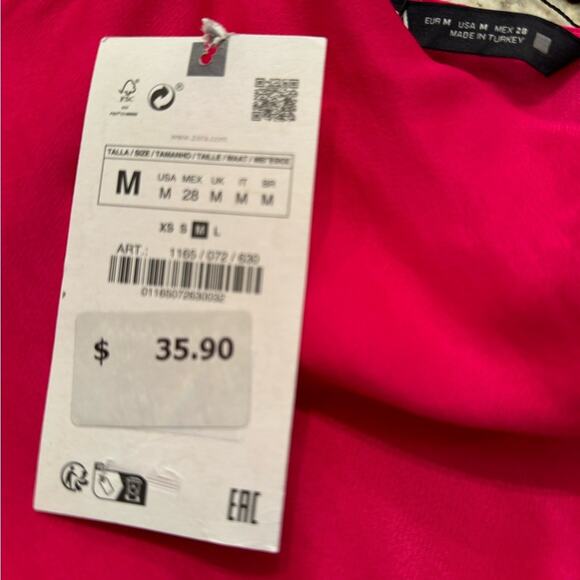 Zara Cropped Satin Tank Top Size Medium Pink - Picture 8 of 9